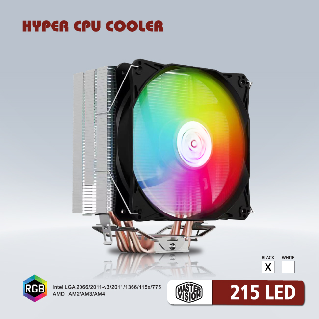 Tản nhiệt CPU VSP 215 [ĐEN] Fan 12CM LED RGB Dùng Cho Tất Cả Socket - Hàng chính hãng TECH VISION phân phối