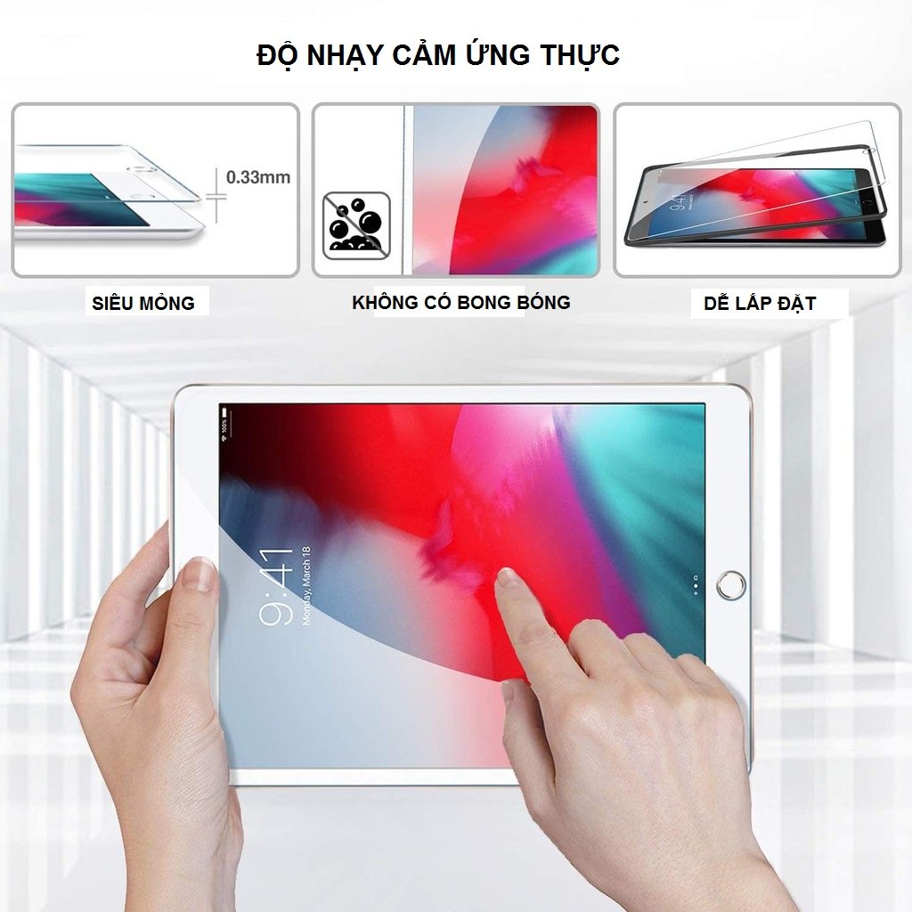 Kính cường lực 9H full HD cho ipad 10.2 inch - tương thích với ipad có mã model A2197, A2198, A2200, A2270, A2428, A2429, 2430 - Hàng chính hãng