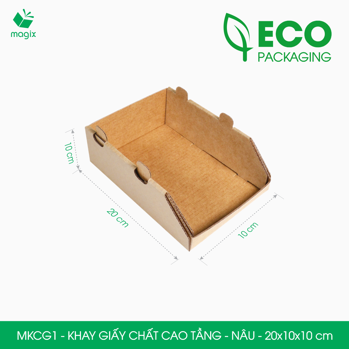 MKCG1 - 20x10x10 cm - 10 Khay giấy chất cao tầng bằng giấy carton siêu cứng, kệ giấy đựng đồ văn phòng, khay đựng dụng cụ, khay linh kiện, kệ phân loại dụng cụ