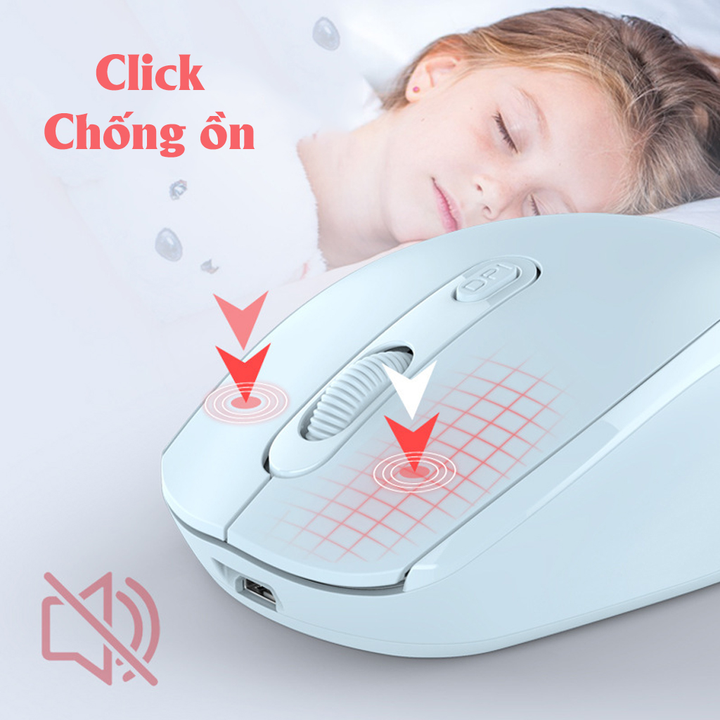 Chuột không dây Bluetooth, chuột máy tính HXSJ M107B chống ồn, DPI 1600, chế độ kép wireless usb 2.4Ghz, bluetooth chuyên dùng cho laptop, máy tính, tivi - Hàng chính hãng