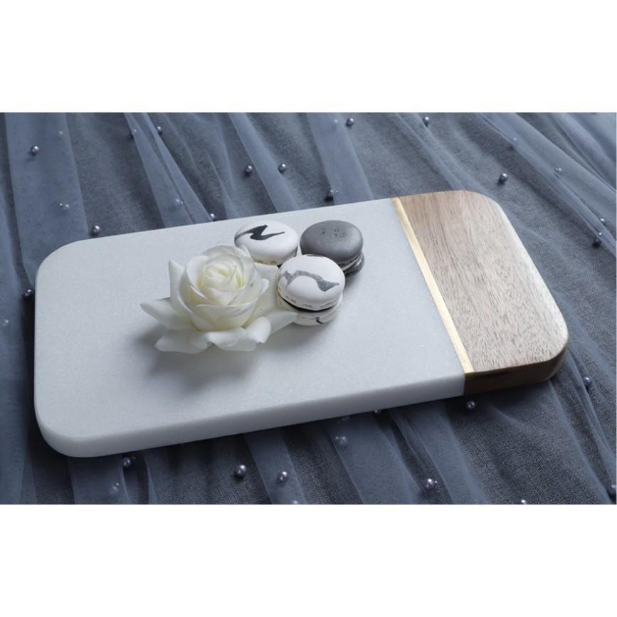 Khay thực phẩm kiêm thớt nấu ăn 2 trong 1 gỗ đá CHOPPING BOARD MARBLE DELUXE - AsiaMart