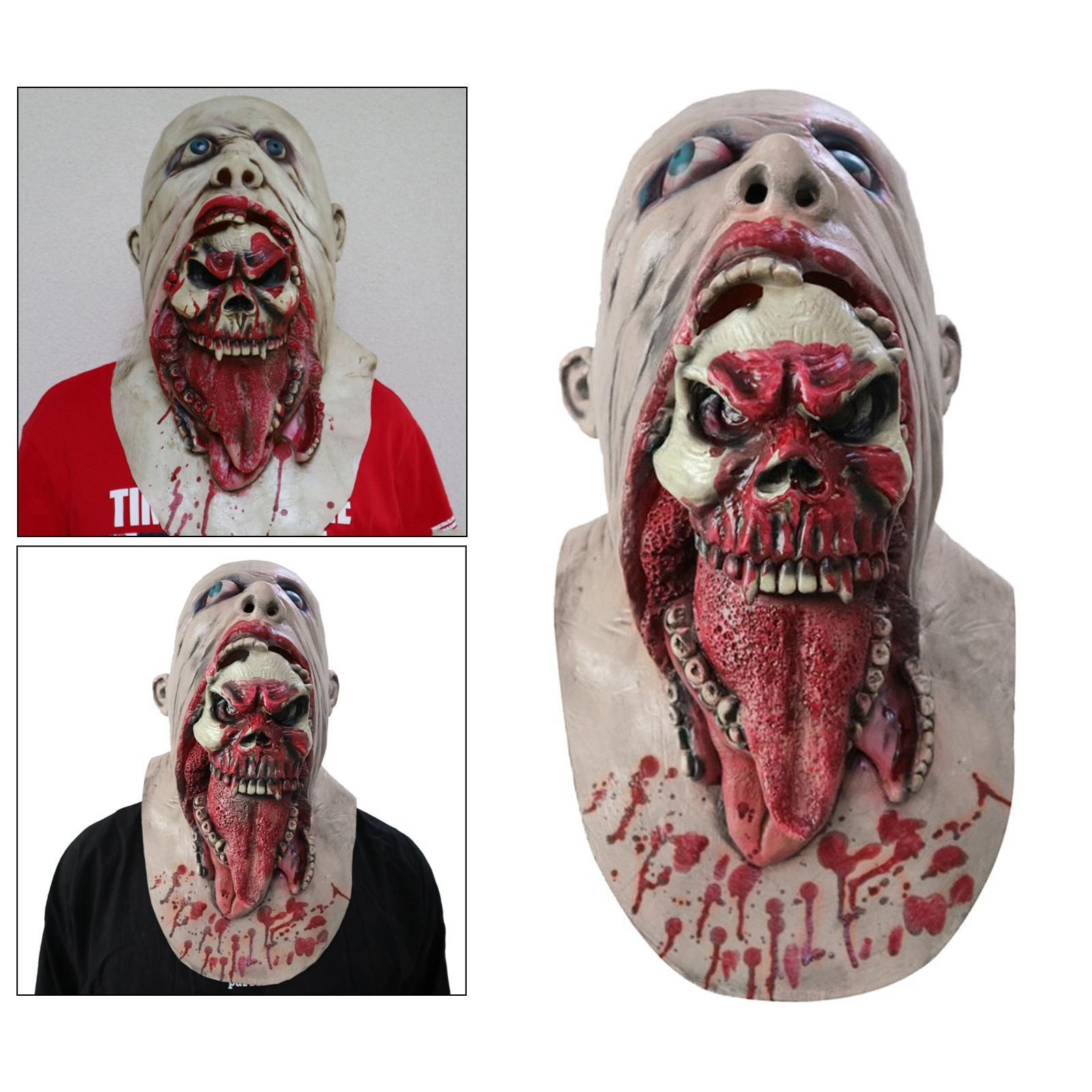 Scary Latex Rubber Full Head Halloween Fancy Dress Costume Hat Decors