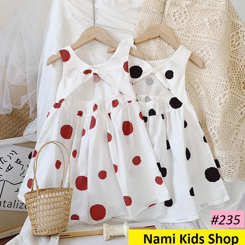 Váy kiểu sát nách họa tiết chấm bi sz 13-20kg hàng Quảng Châu cao cấp cho bé