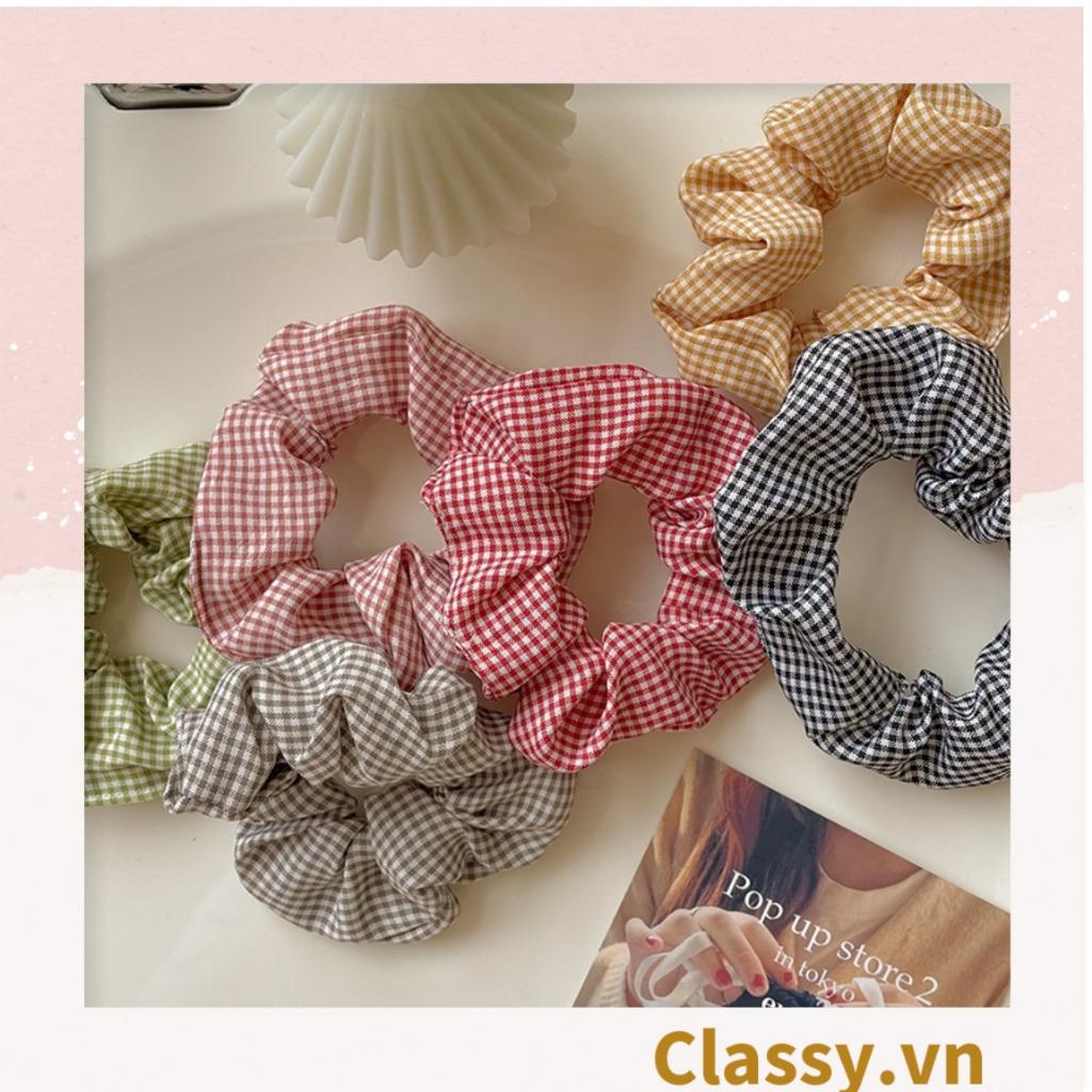 Scrunchies buộc tóc nhiều họa tiết; họa tiết tông kẻ sọc  nữ Classy tính thanh lịch PK735