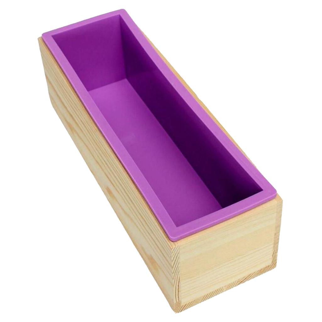 1200g Silicone Soap Loaf Mold Wooden Box DIY Making Tool BPA Free A Pink