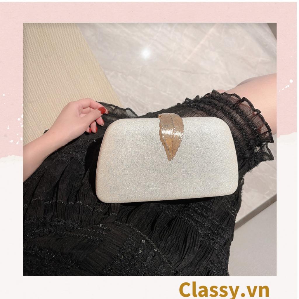 Clutch Classy cầm tay, đeo chéo bằng da cao cấp, cài khóa hình chiếc lá T1186