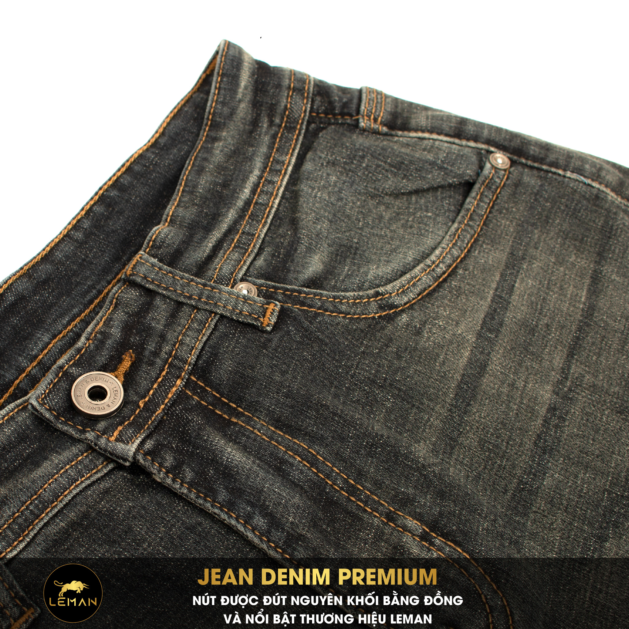 Quần Jean nam Leman xanh wash bụi JD11 - Slim Form