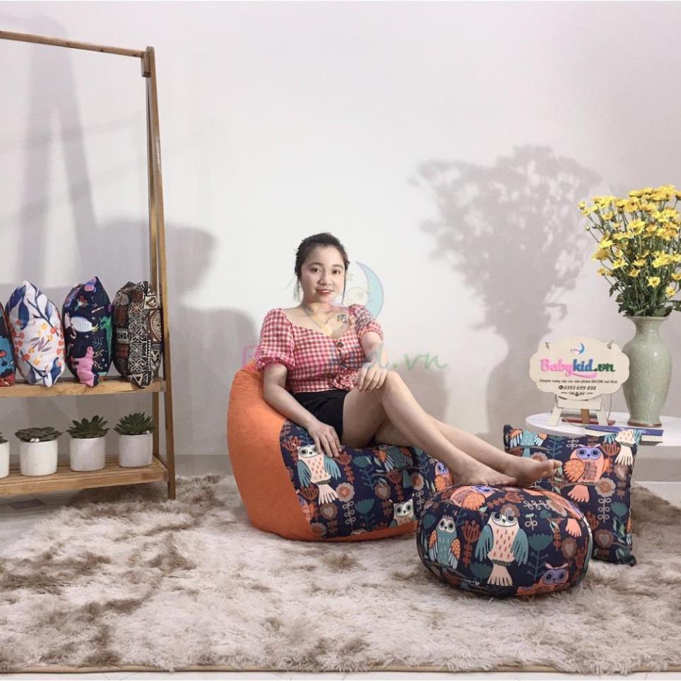 Ghế xốp dáng lê size S, thô hàn cú mix cam da lộn, có xốp