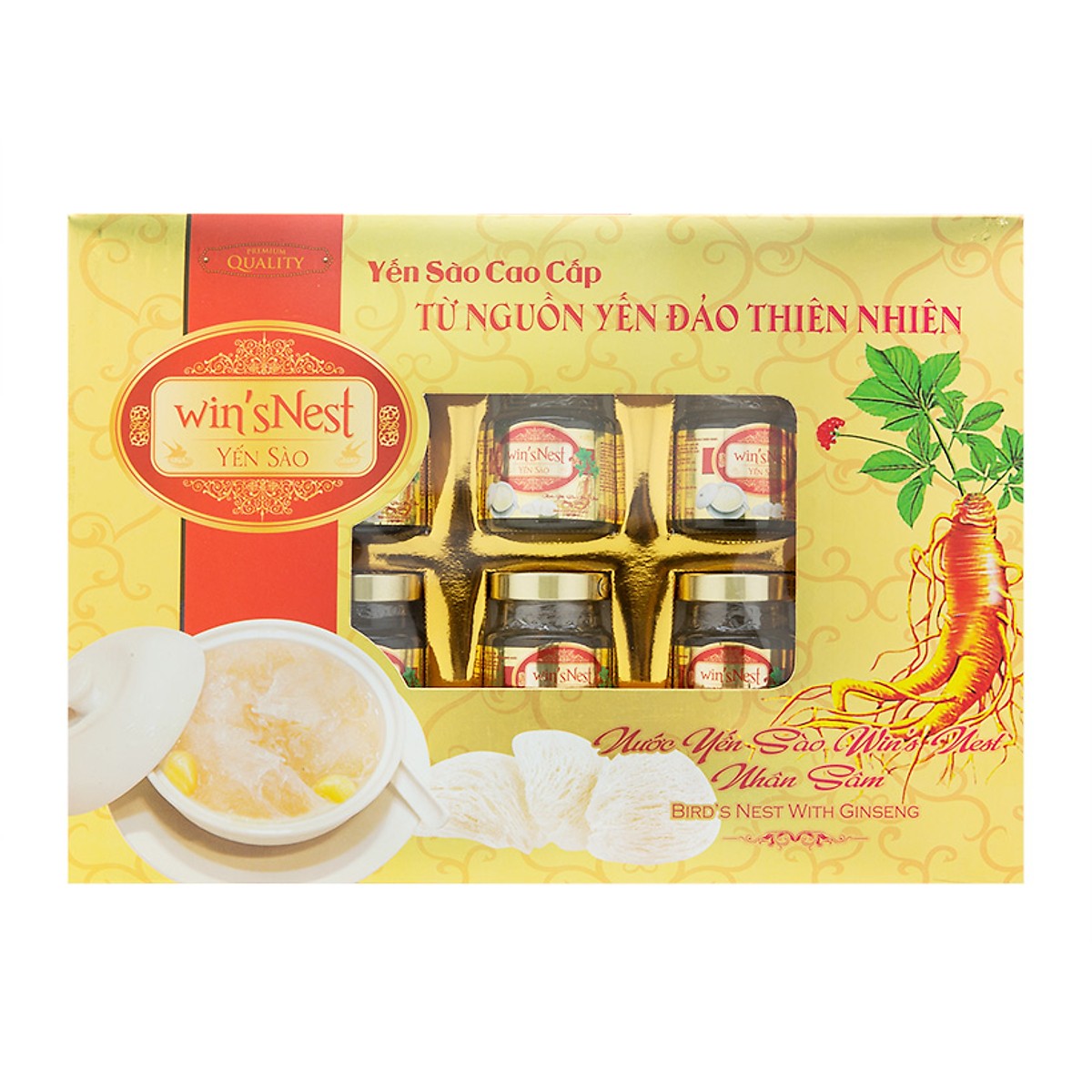 Combo 2 hộp Nước Yến Sào win'sNest Nhân Sâm (6 Lọ x 70 ml / Hộp) phù hợp cho người lớn (kèm túi xách)