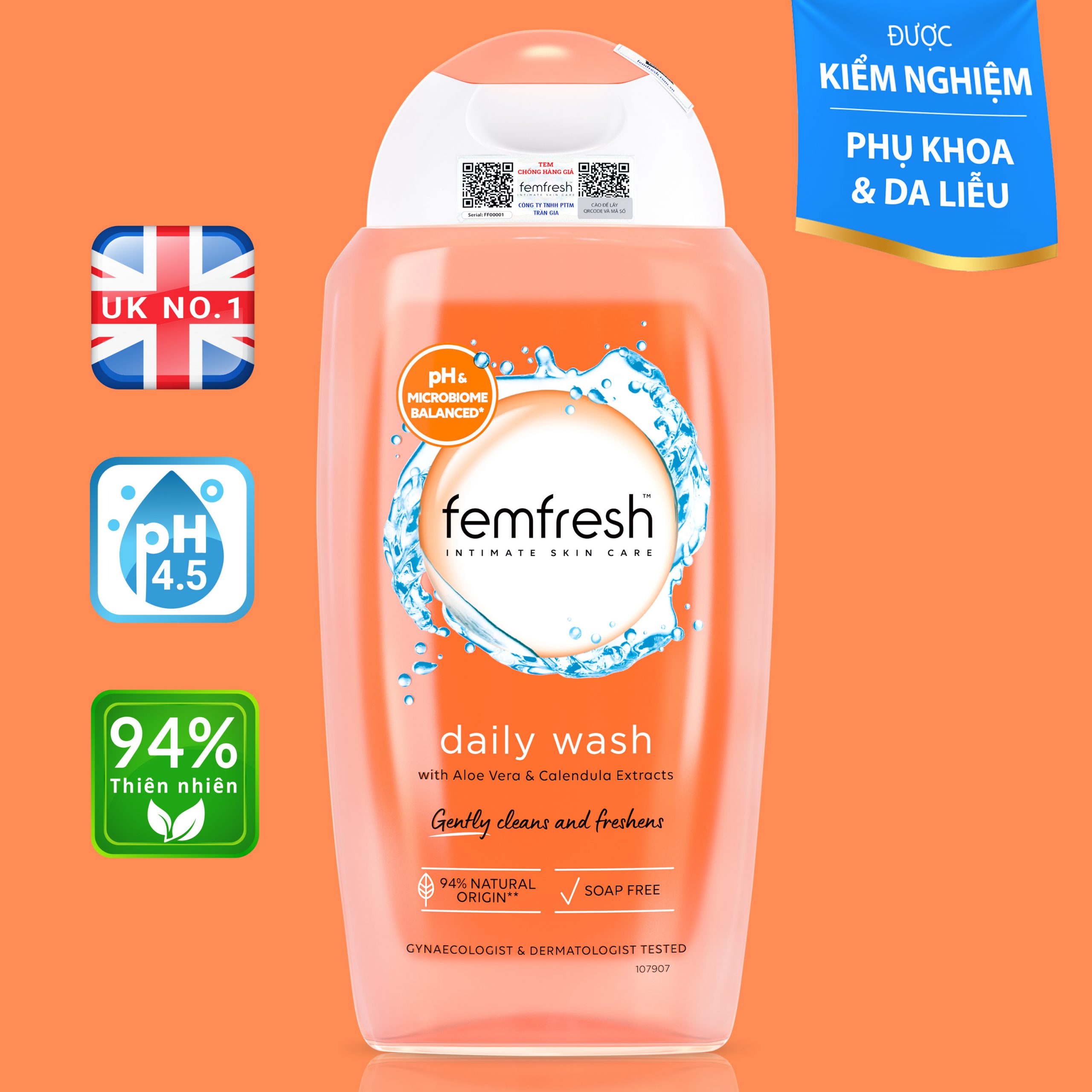 Dung dịch vệ sinh Anh Femfresh active fresh wash giúp làm sạch sẽ, thơm mát, ngăn ngừa viêm, ngứa, nấm phụ khoa - QuaTangMe Extaste