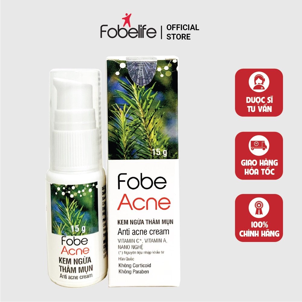 Combo 2 Chai Kem Làm Mờ Thâm Mụn Sẹo Mụn FOBE Acne - Chai 15 gram