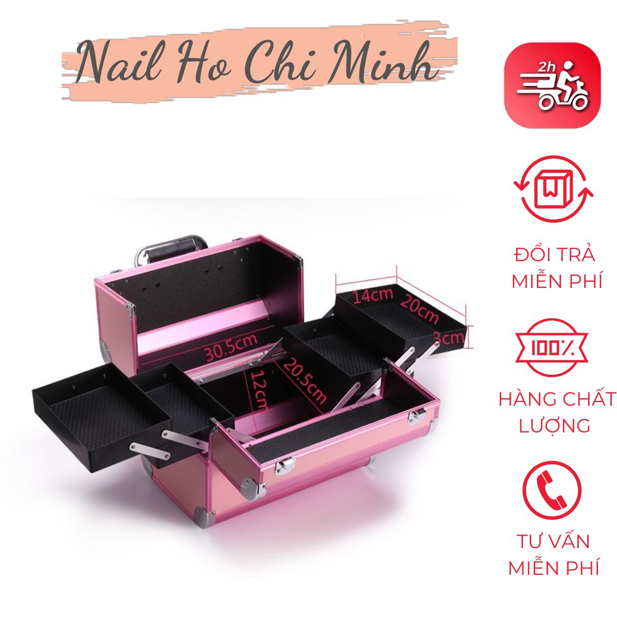 [HCM]Cốp nhôm đựng nail mi 2 tầng - Cốp nhôm cao cấp đựng đồ trang điểm, phun xăm thẩm mỹ nhiều màu sang chảnh