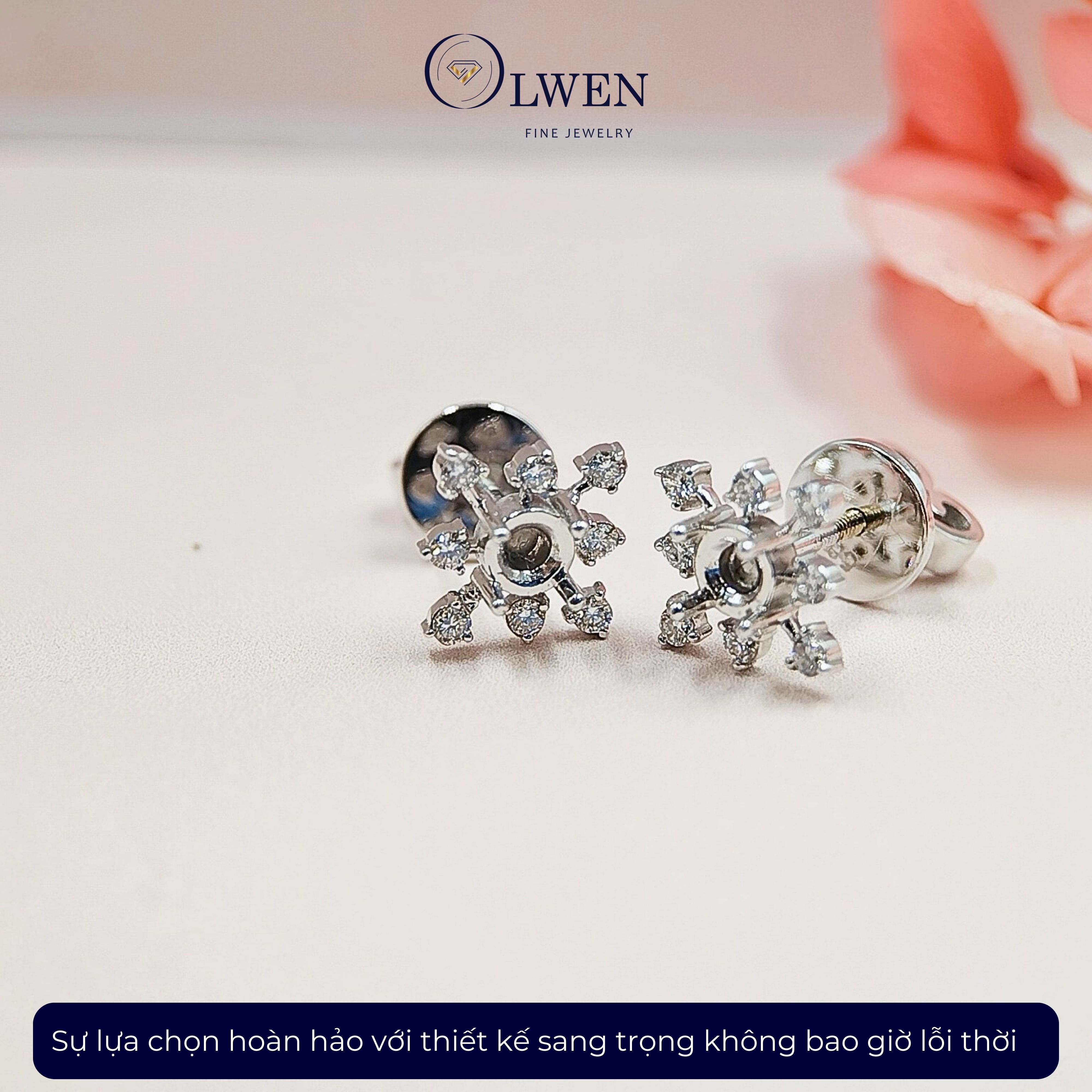 Bông tai kim cương trắng 18K Olwen HA-E000010