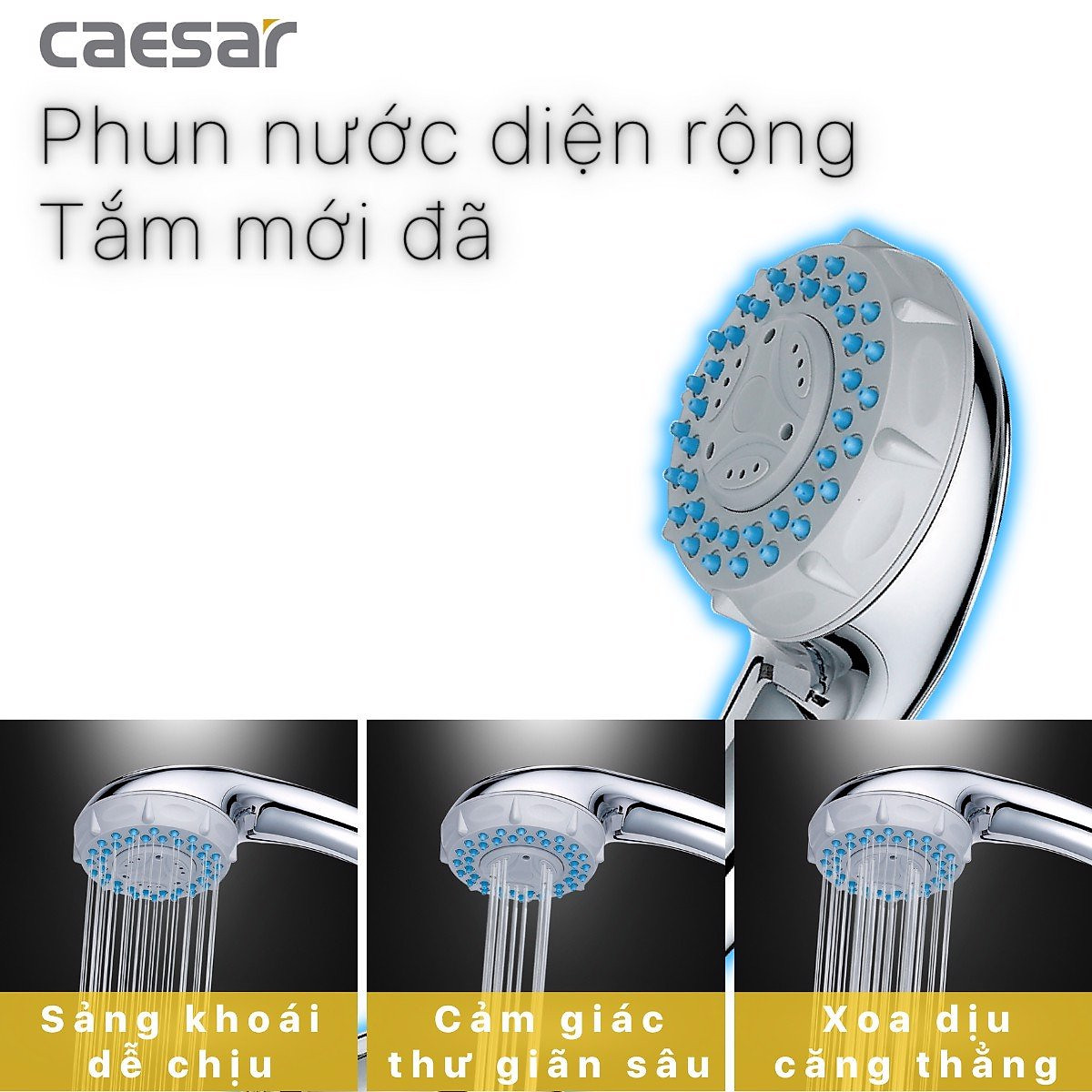 Tay sen 03 chế độ điều chỉnh tia nước mạ crom sáng bóng Caesar SH335