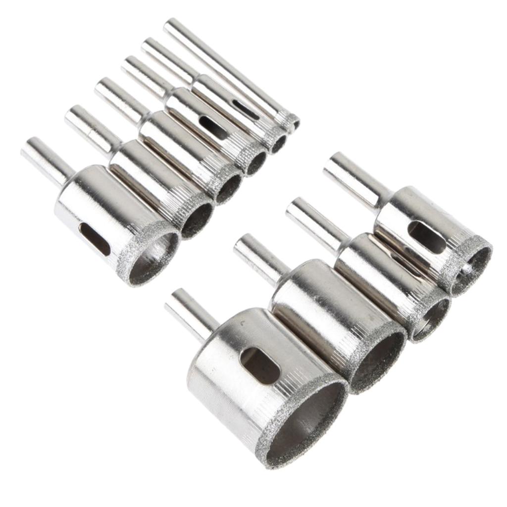 10 Chiếc Kim Cương Lỗ Cưa Bộ Mũi Khoan/Đá Cẩm Thạch Kính Cường Lực Cắt 6-32 Mm, hiệu Quả