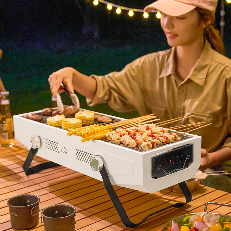 Bếp Nướng Than Hoa Ngoài Trời Không Khói Nhỏ Gọn- Bếp Nướng BBQ Du Lịch Gấp Gọn Kèm Vỉ Nướng