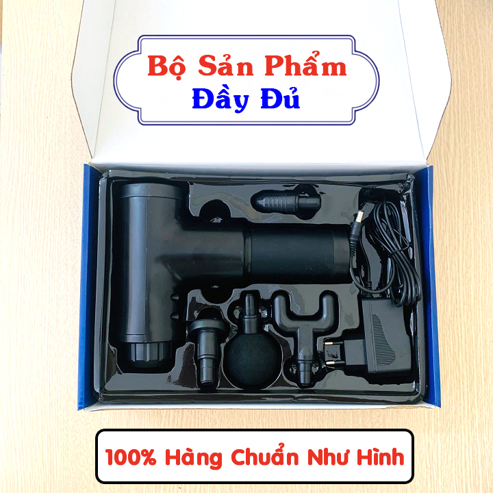 S.úng Massage Gun 4 Đầu 6 Chế Độ Rung