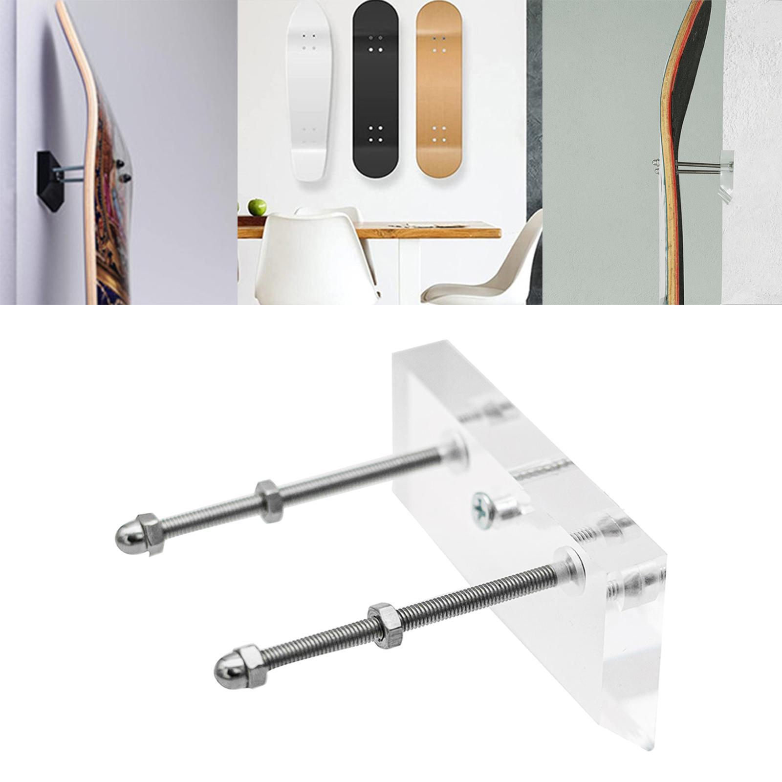 Skateboard Wall Mount Hanging Longboard Display Garage Rack Holder Clear