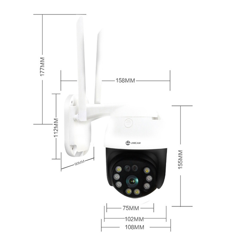 Camera IP Wifi ngoài trời LINECAM LC360H PTZ xoay 355 độ, 3.0Mpx 1296P hình ảnh ULTRA HD siêu nét - hàng chính hãng