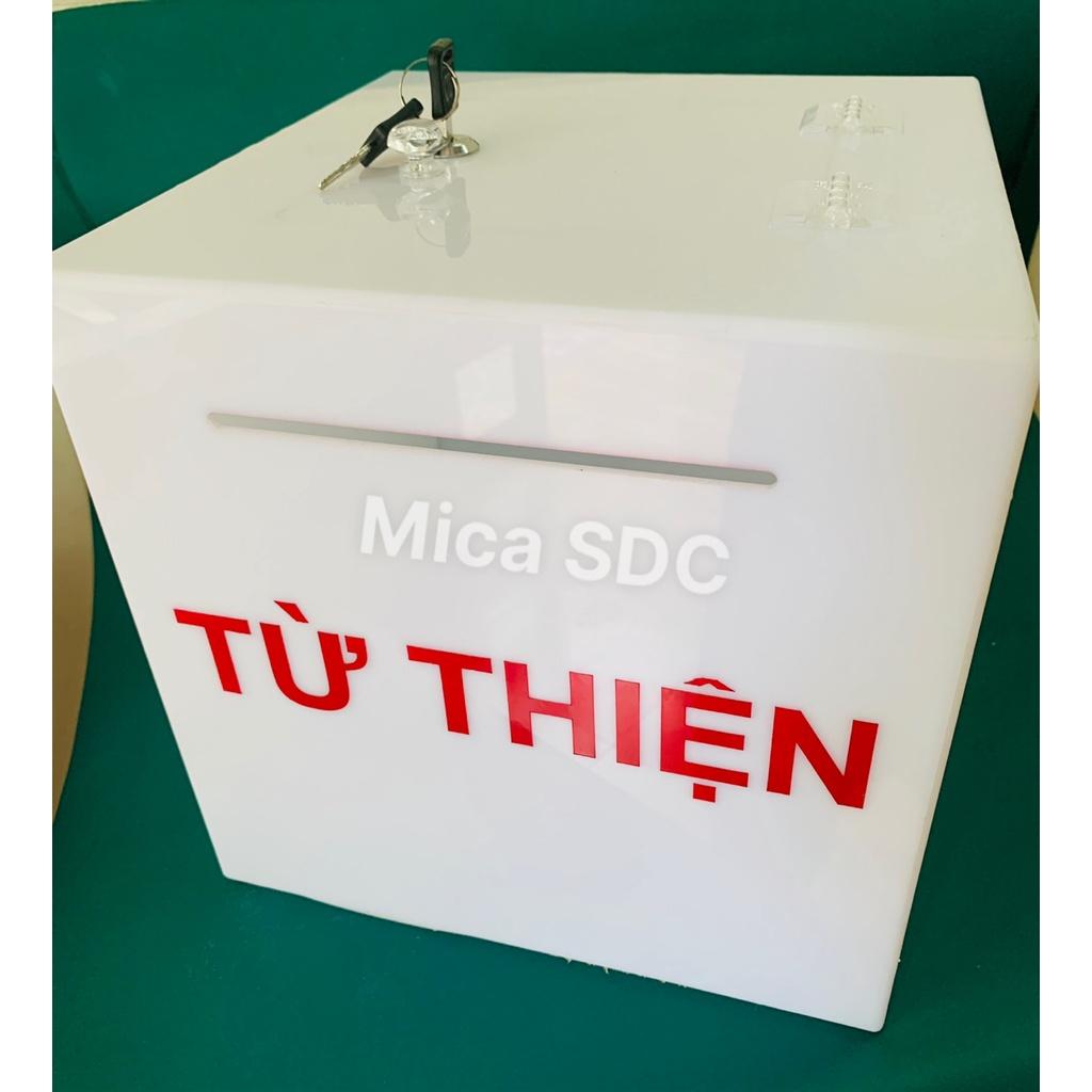 Hòm đựng Tiê`n Từ Thiện - Thùng Mica Đựng Quà Từ Thiện