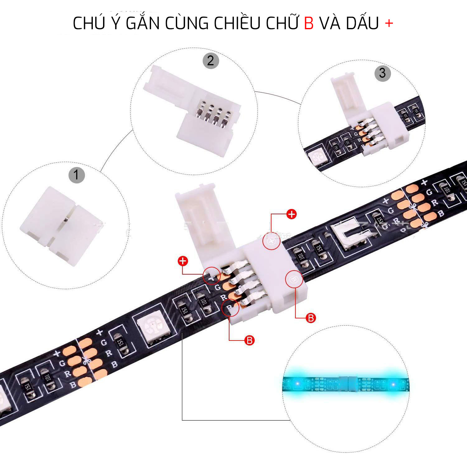 Đầu Nối, Kẹp Nối Dây LED RGB 5050 3528 4 Chân