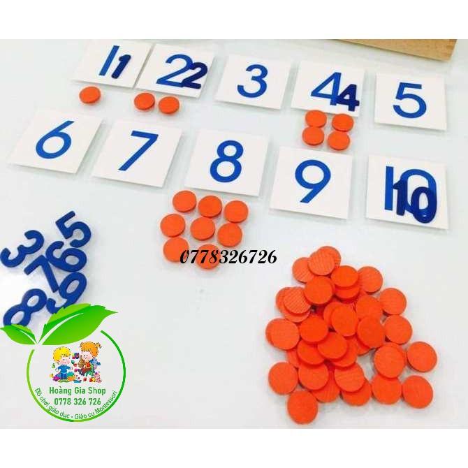 Số và hạt đếm kèm thẻ số bằng giấy