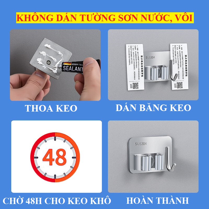 Móc Treo Cây Lau Nhà, Móc Treo Chổi, Vòi Hoa Sen, Cọ Chà Toilet...Móc Dán Tường Không Cần Khoan