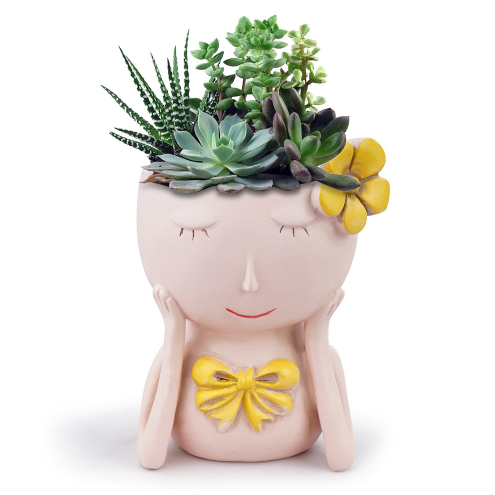 2 Pieces Mermaid Head Statue Pot Resin Table