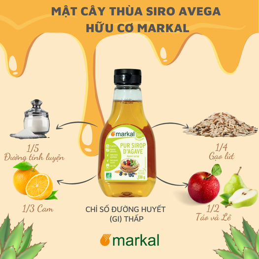 Mật cây thùa hữu cơ Markal organic agave syrup 330g