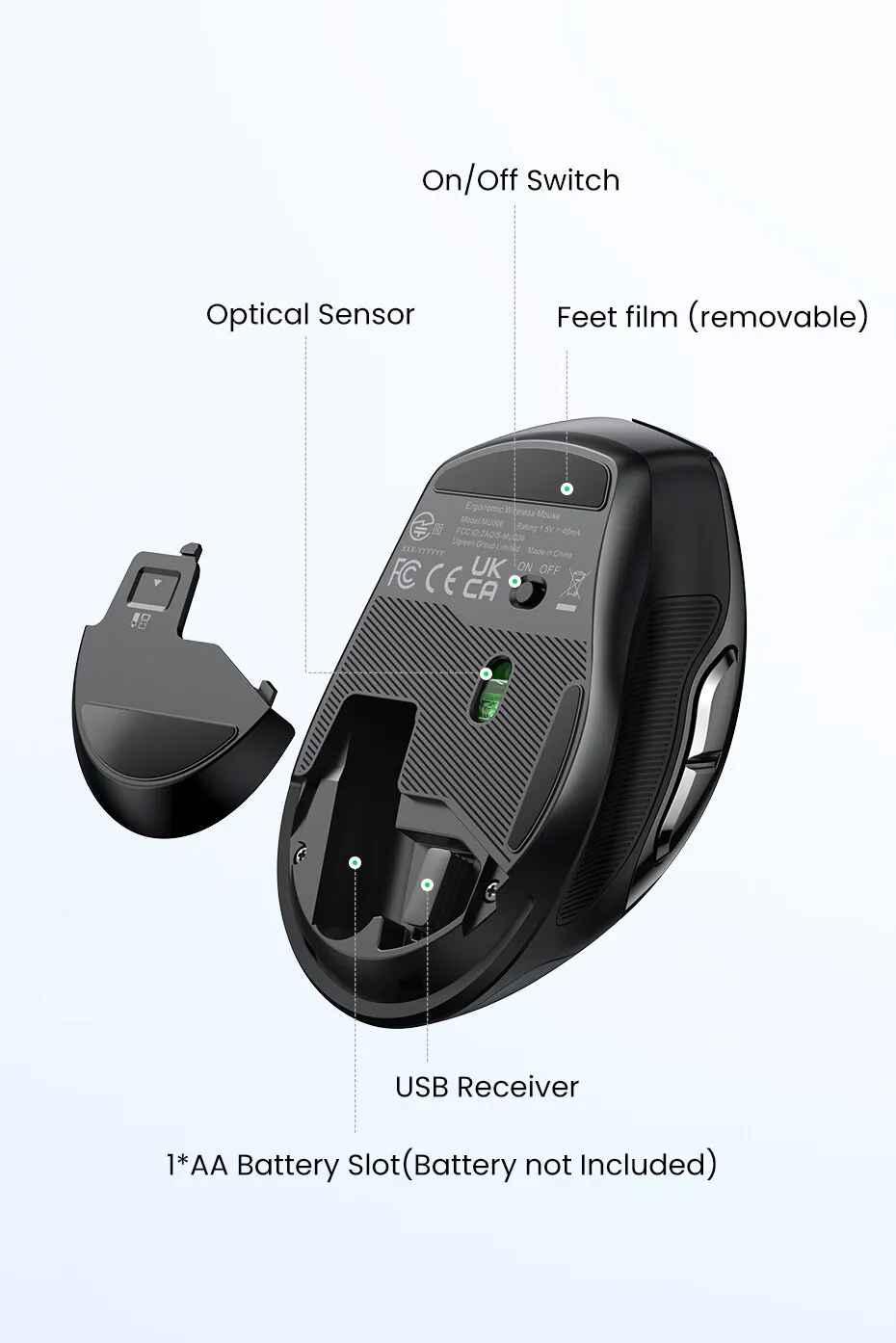 Ugreen UG90855MU006TK 4000dpi 2.4Ghz Bluetooth Chuột không dây + Bluetooth Ergonomic Mouse không kèm pin AA - HÀNG CHÍNH HÃNG