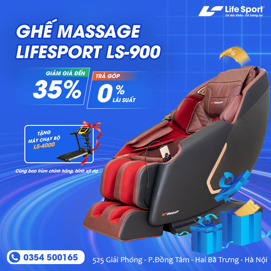 Ghế Massage Toàn Thân Đa Năng con lăn 4D massage di chuyển LifeSport LS-900 - Ghế Massage toàn thân tự động mát xa đa năng, hỗ trợ điều trị đau mỏi cơ thể, mất ngủ, Máy Massage Toàn Thân Đa Năng