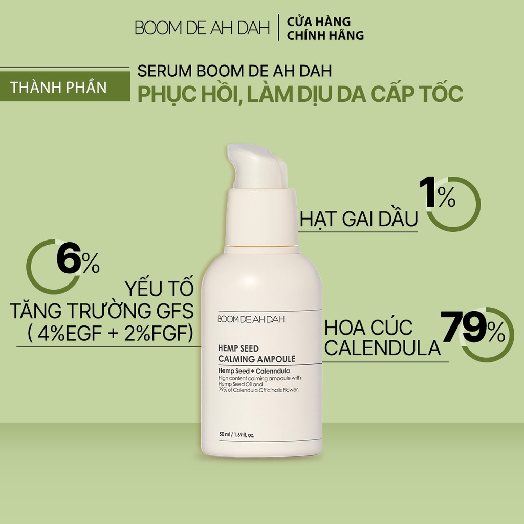 Serum Phục Hồi Làm Dịu Da Cấp Tốc Boom De Ah Dah Hạt Gai Dầu Hempseed Calming Ampoule 50ML