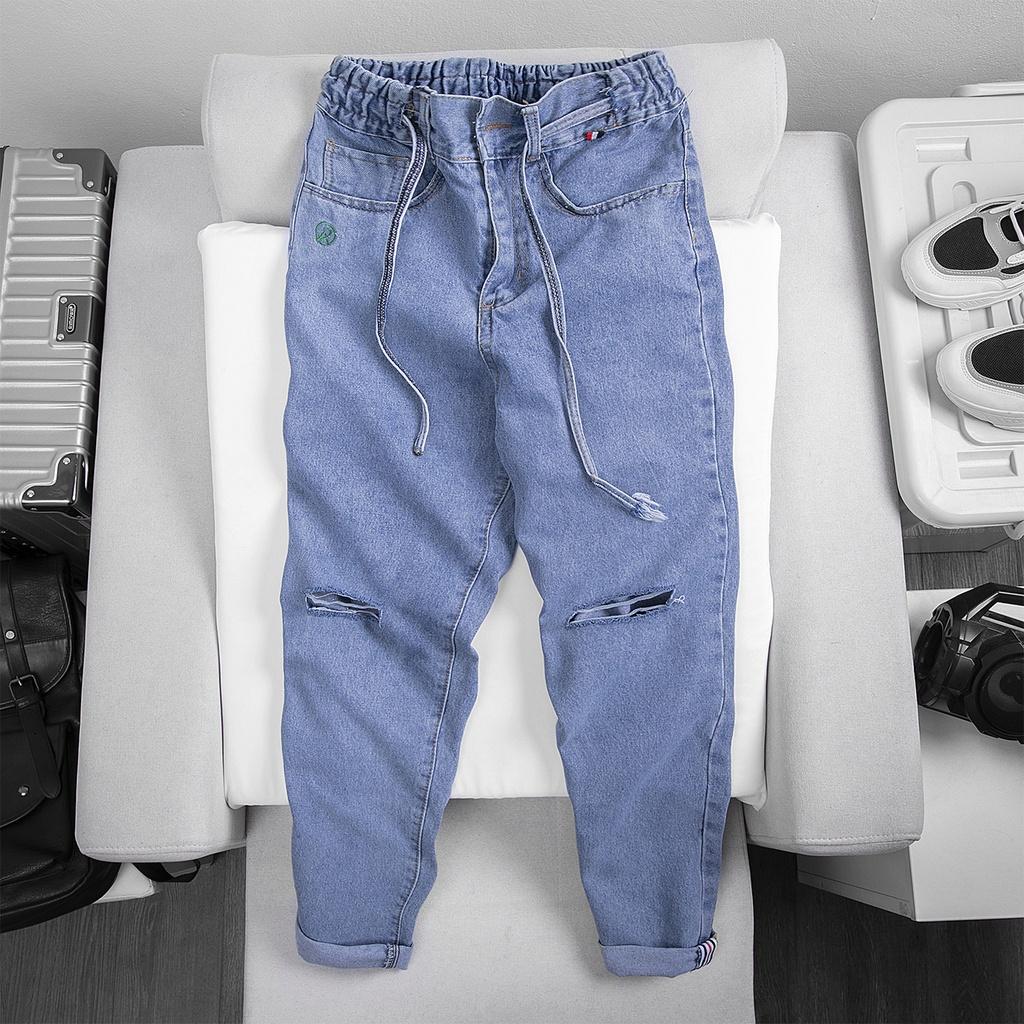 Quần Jean Nam Nữ Unisex Ống Rộng AROTI Rách Gối Chất Vải Dày Dặn Đẹp Cao Cấp Dáng Suông Thể Thao Trẻ Trung J604-Đ