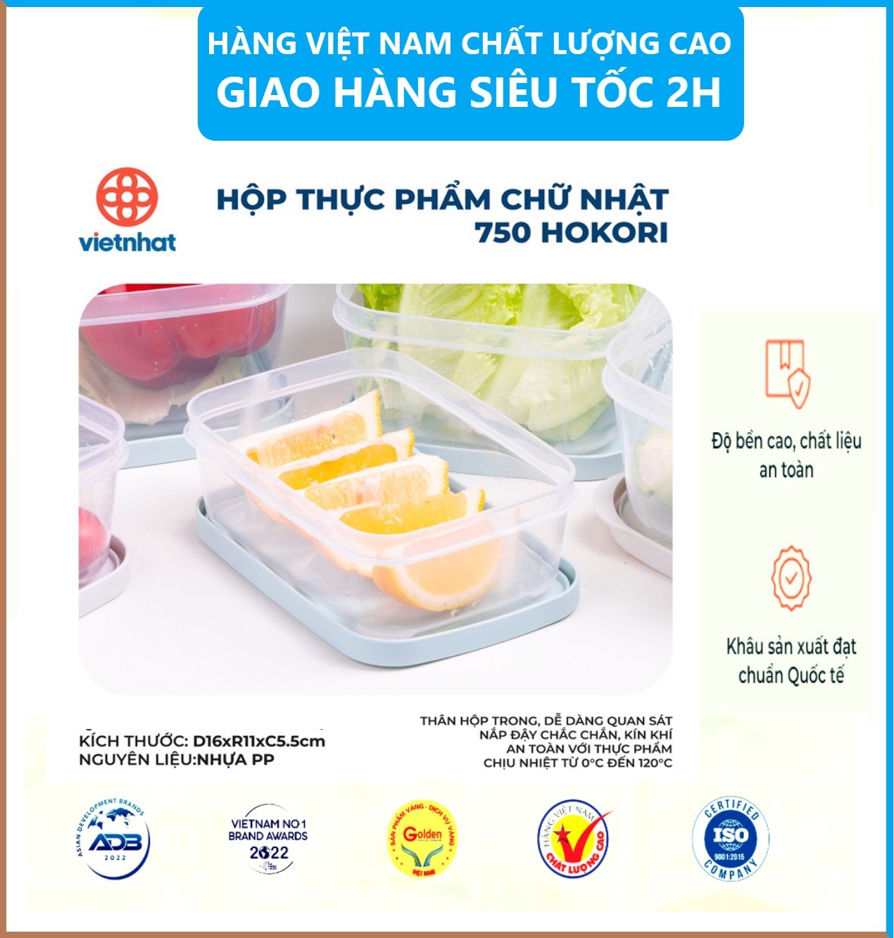 Bộ 3 Hộp Đựng Thực Phẩm Chữ Nhật Nhiều Cỡ Có Nắp , Chất Liệu Nhựa Nguyên Sinh Cao Cấp , Sản Xuất Theo Tiêu Chuẩn Châu Âu An Toàn Cho Sức Khỏe - Hàng Việt Nam 