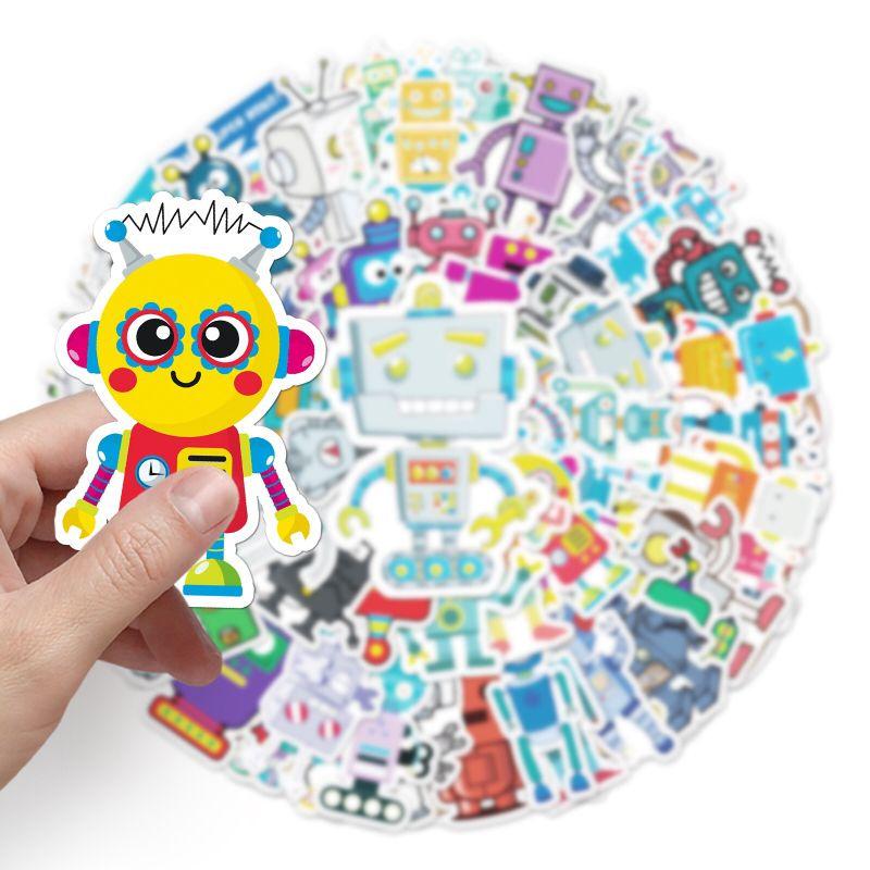 Set 50 hình dán decal robot cho bé, chống thấm nước, dán balo, mũ bảo hiểm,sách vò