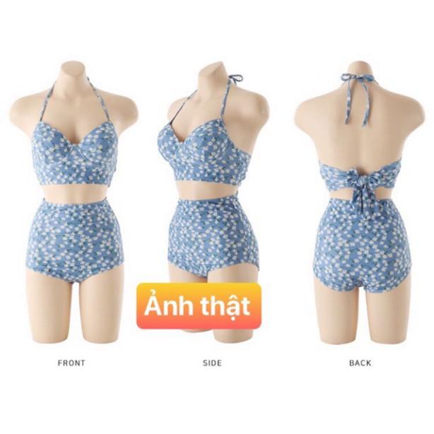 Bikini hoa xanh 2 mảnh quảng châu chất đẹp