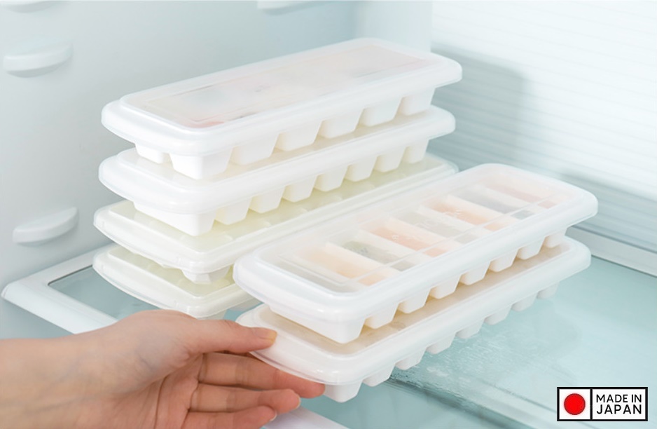Combo 2 khay làm đá có nắp 12 viên và 8 viên - hàng nội địa Nhật Bản