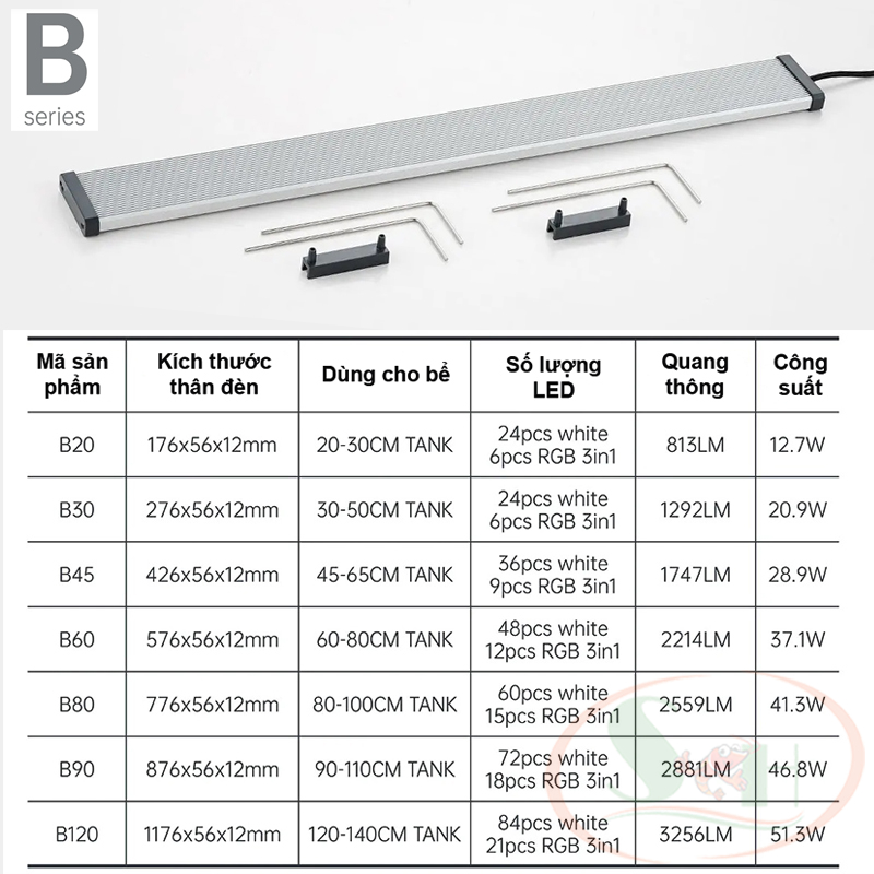 Đèn led Chihiros B 20, 30, 45, 60, 80, 90, 120 cm series quang phổ rgb bể thủy sinh cá tép