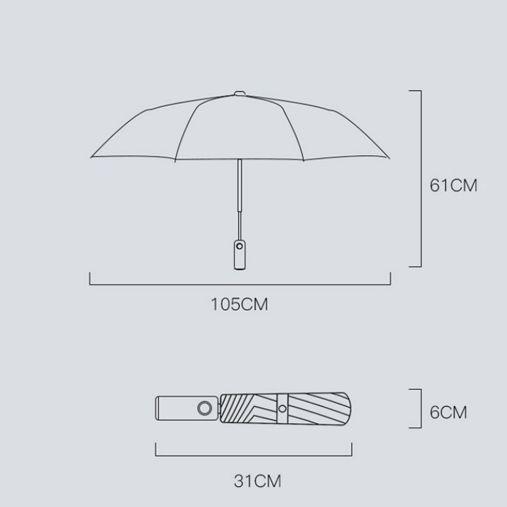 Ô Dù Che Nắng Che Mưa Gấp tự động kiêm Đèn Led soi sáng sạc pin USB Ô Di Động Ngoài trời phong cách Hàn Quốc