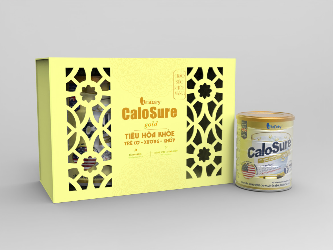 Bộ hộp quà Calosure Gold ít đường, sữa bột giúp bảo vệ tim mạch - VitaDairy