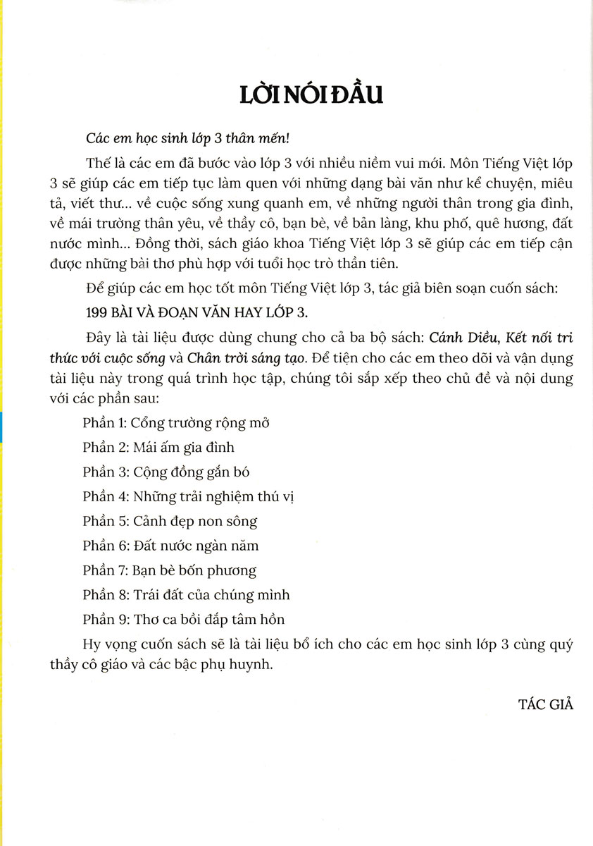 199 Bài và Đoạn Văn Hay Lớp 3