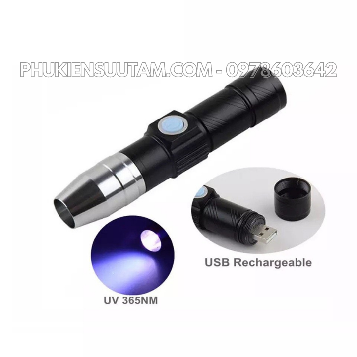 Đèn Soi UV 365mm Đầu Sạc USB Soi Ngọc Bích Màu Hổ Phách hoặc các loại giấy tờ - SP005714