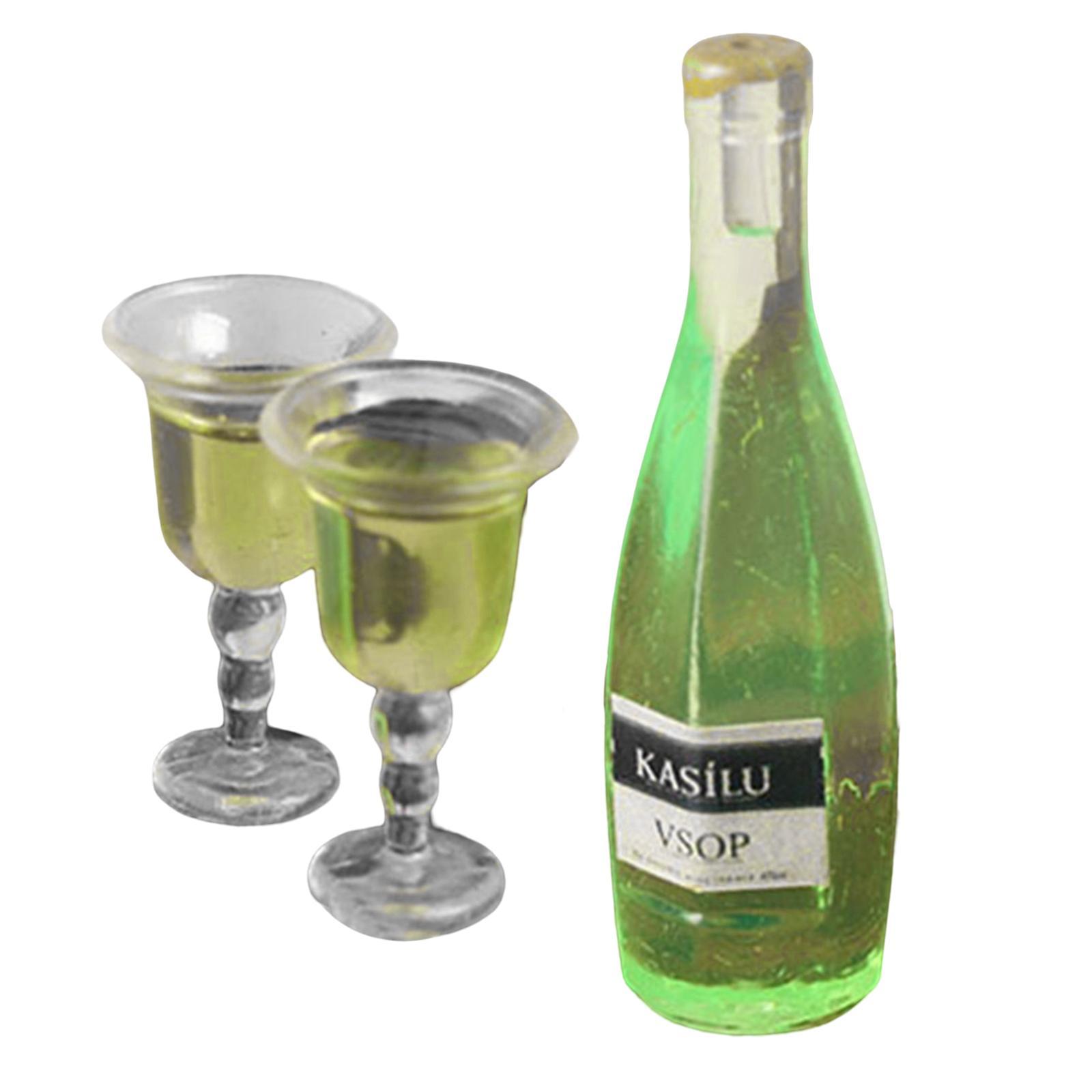 1/12 Scale Dollhouse Miniature  Bottle with  Cups for Dining Room