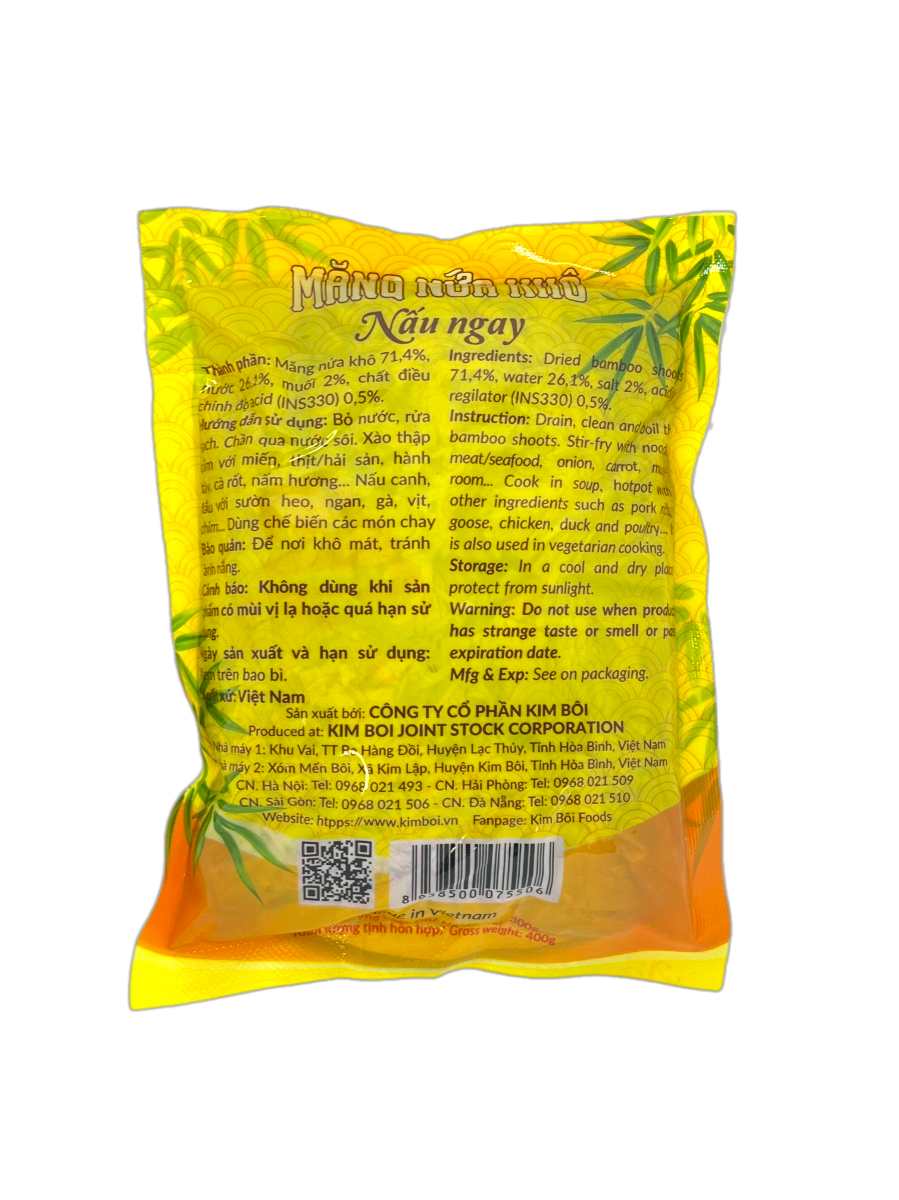 COMBO 6 gói Măng Nứa Khô Nấu Ngay Kim Bôi 300g - TẶNG 1 lọ Măng Muối Ớt Dổi chua cay Kim Bôi 500g - Đặc sản Tây Bắc