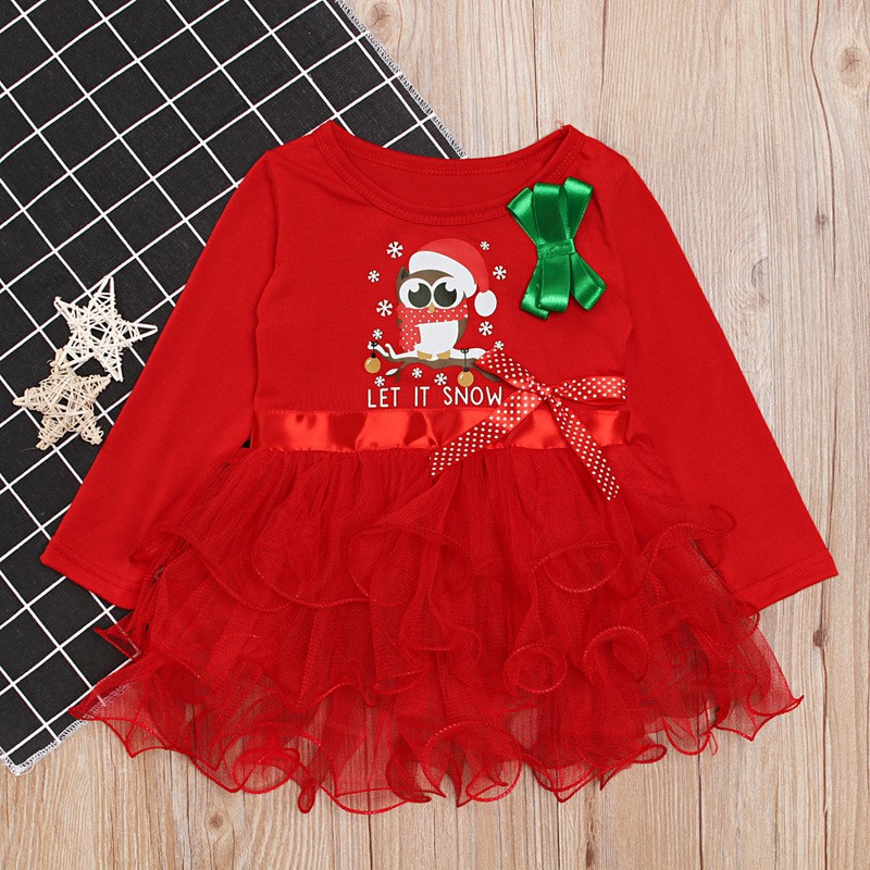 Đầm thun Noel màu đỏ cho bé gái siêu dễ thương