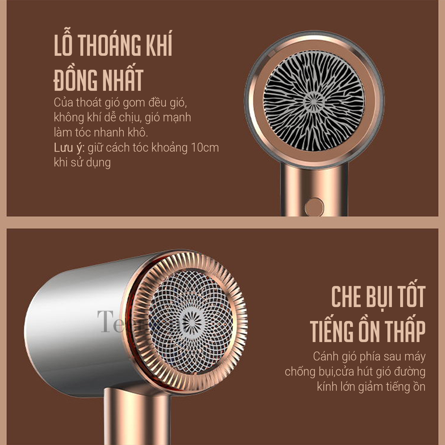 Máy Sấy Tóc Cao Cấp, Công Suất Lớn Chuyên Dụng Tại Nhà Và Cho Hair Salon - Máy Sấy Tóc Bổ Sung Ion Dưỡng Ẩm, Làm Mềm Mượt Tóc, Động Cơ Êm Ái, Ổn Định - Tặng Đầu Sấy Tạo Kiểu Tóc Chuyên Nghiệp - Hàng Chính Hãng Teement