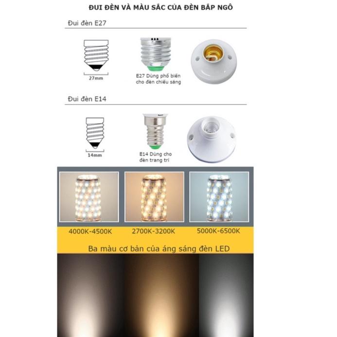 Bóng led Bắp e14, e27 3 chế độ ánh sáng