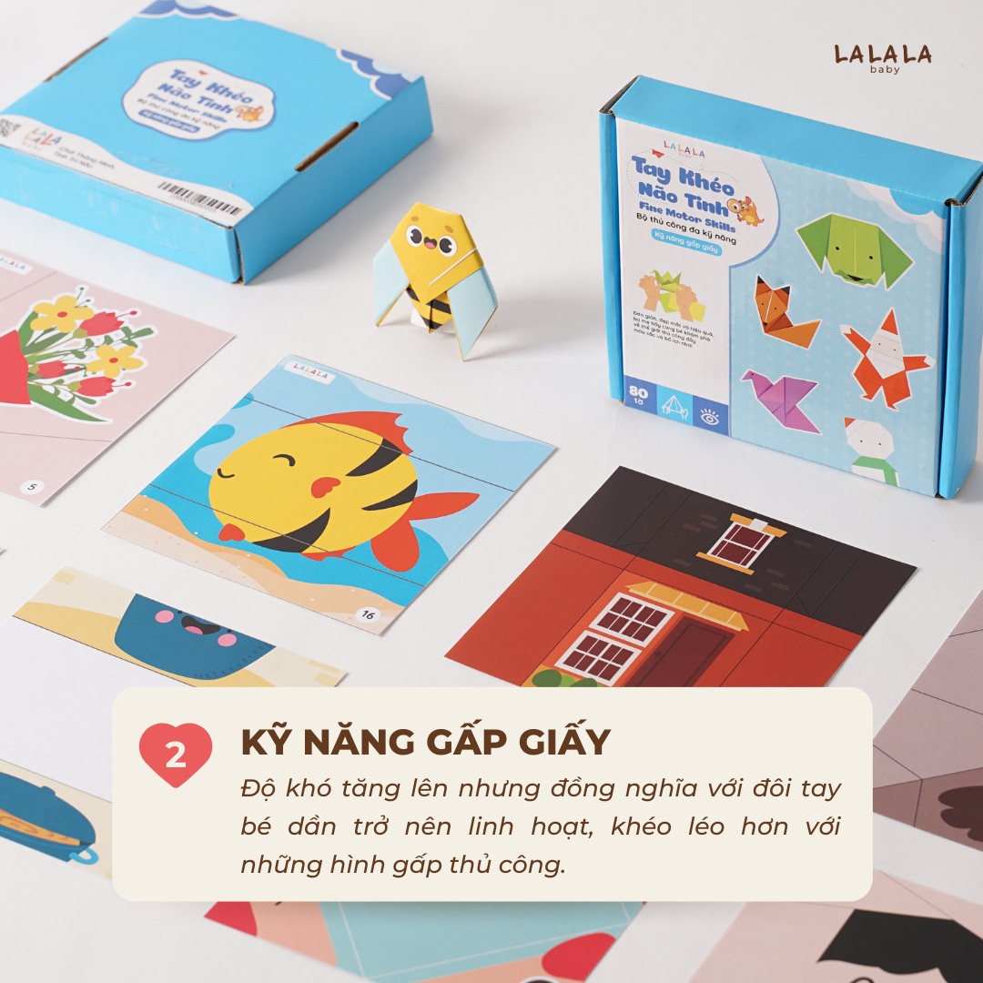 Bộ Đồ Chơi Giấy Thủ Công Đa Kỹ Năng Cắt Dán - Tô Màu - Gấp Giấy Tay Khéo Não Tinh Lalala Baby (Không bao gồm kéo + bút màu)