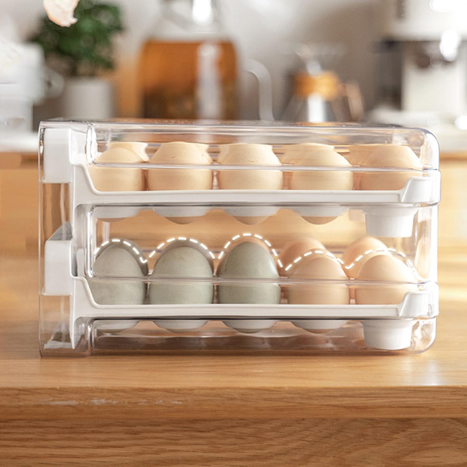 2 Layer Egg Holder Egg Storage Container Reusable Space Saving Durable Egg Fresh Storage Box Egg Tray for Cupboard Countertop Refrigerator