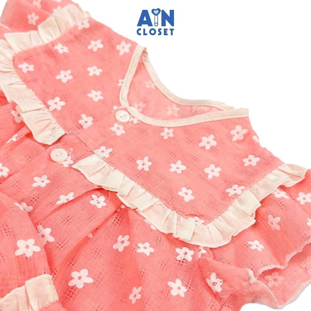 Bộ quần áo ngắn bé gái họa tiết hoa Sao Nhí Trắng nền hồng cotton - AICDBGT4IEH5 - AIN Closet